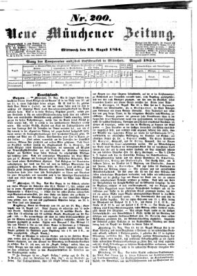 Neue Münchener Zeitung (Süddeutsche Presse) Mittwoch 23. August 1854