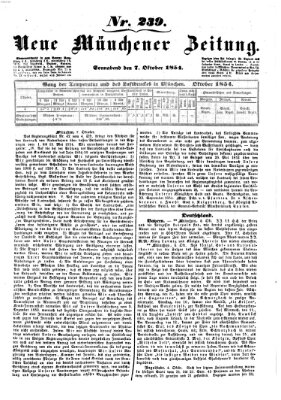 Neue Münchener Zeitung (Süddeutsche Presse) Samstag 7. Oktober 1854