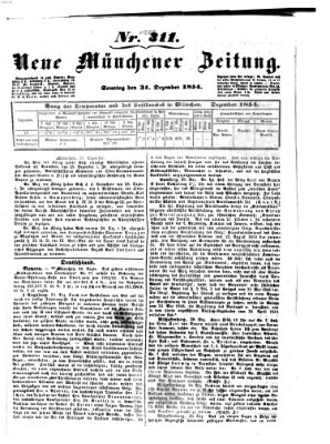 Neue Münchener Zeitung (Süddeutsche Presse) Sonntag 31. Dezember 1854