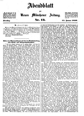 Neue Münchener Zeitung (Süddeutsche Presse) Dienstag 15. Januar 1856