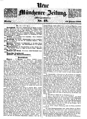 Neue Münchener Zeitung (Süddeutsche Presse) Montag 18. Februar 1856
