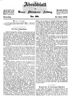 Neue Münchener Zeitung (Süddeutsche Presse) Donnerstag 24. April 1856