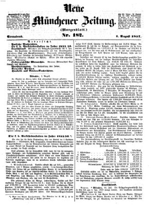 Neue Münchener Zeitung (Süddeutsche Presse) Samstag 1. August 1857