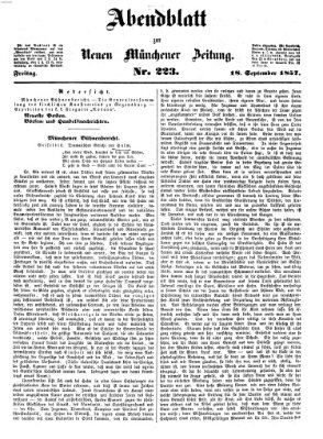 Neue Münchener Zeitung (Süddeutsche Presse) Freitag 18. September 1857