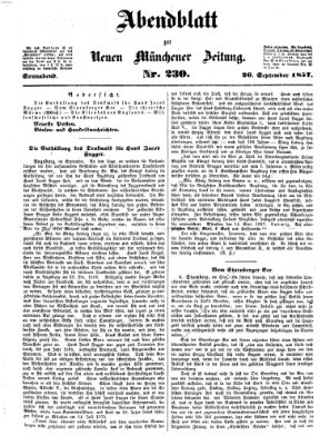 Neue Münchener Zeitung (Süddeutsche Presse) Samstag 26. September 1857