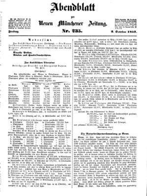 Neue Münchener Zeitung (Süddeutsche Presse) Freitag 2. Oktober 1857