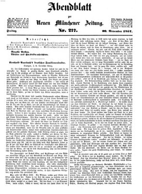 Neue Münchener Zeitung (Süddeutsche Presse) Freitag 20. November 1857