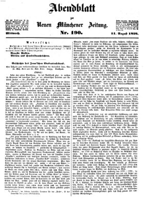 Neue Münchener Zeitung (Süddeutsche Presse) Mittwoch 11. August 1858