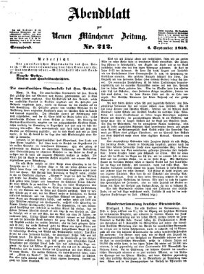 Neue Münchener Zeitung (Süddeutsche Presse) Samstag 4. September 1858