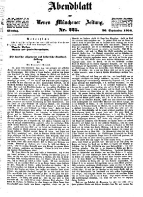 Neue Münchener Zeitung (Süddeutsche Presse) Montag 20. September 1858