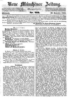 Neue Münchener Zeitung (Süddeutsche Presse) Mittwoch 29. September 1858