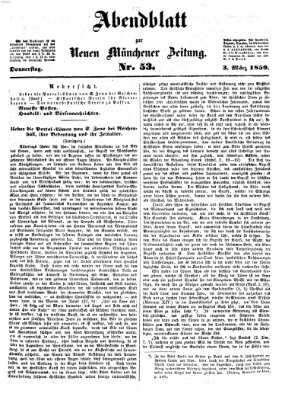 Neue Münchener Zeitung (Süddeutsche Presse) Donnerstag 3. März 1859
