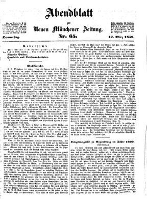 Neue Münchener Zeitung (Süddeutsche Presse) Donnerstag 17. März 1859