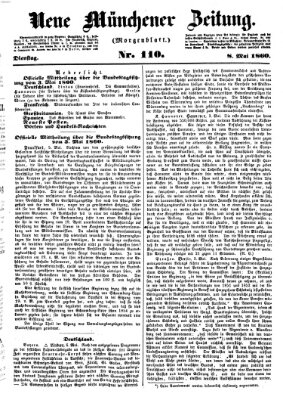 Neue Münchener Zeitung (Süddeutsche Presse) Dienstag 8. Mai 1860
