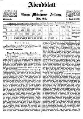 Neue Münchener Zeitung (Süddeutsche Presse) Mittwoch 4. April 1860