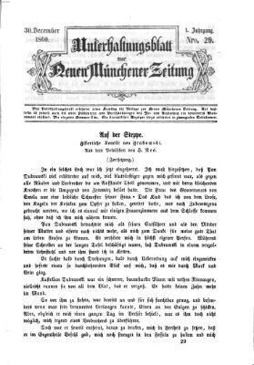 Neue Münchener Zeitung (Süddeutsche Presse) Sonntag 30. Dezember 1860