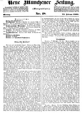 Neue Münchener Zeitung (Süddeutsche Presse) Montag 25. Februar 1861