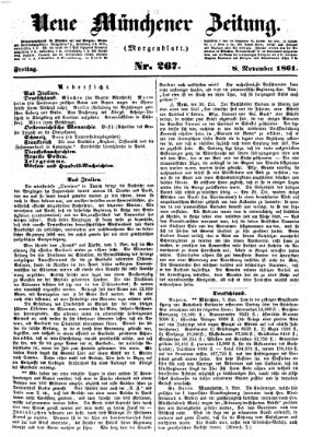 Neue Münchener Zeitung (Süddeutsche Presse) Freitag 8. November 1861