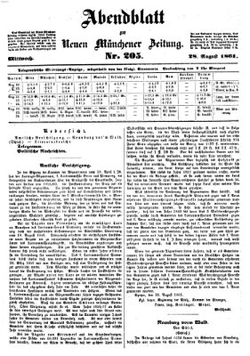 Neue Münchener Zeitung (Süddeutsche Presse) Mittwoch 28. August 1861