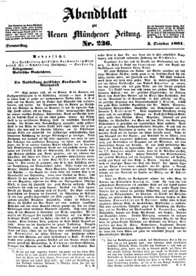 Neue Münchener Zeitung (Süddeutsche Presse) Donnerstag 3. Oktober 1861