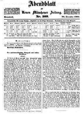 Neue Münchener Zeitung (Süddeutsche Presse) Samstag 28. Dezember 1861