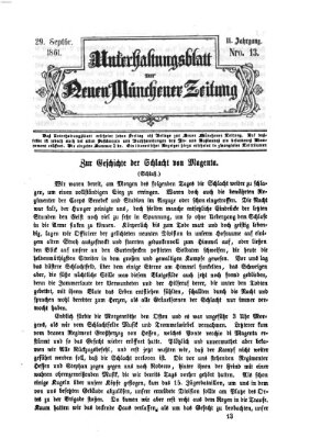 Neue Münchener Zeitung (Süddeutsche Presse) Sonntag 29. September 1861