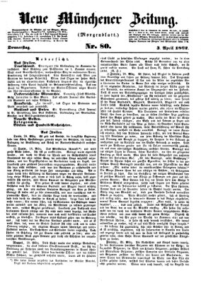 Neue Münchener Zeitung (Süddeutsche Presse) Donnerstag 3. April 1862