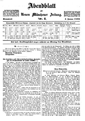 Neue Münchener Zeitung (Süddeutsche Presse) Samstag 4. Januar 1862