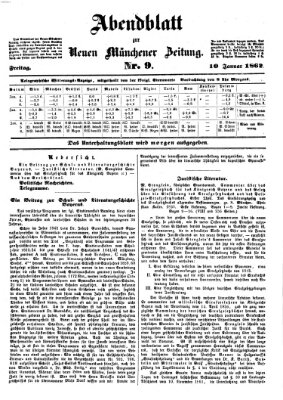 Neue Münchener Zeitung (Süddeutsche Presse) Freitag 10. Januar 1862