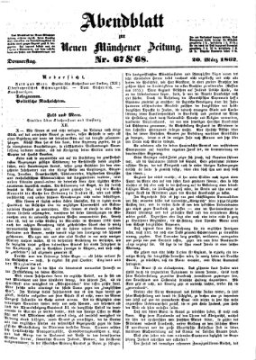 Neue Münchener Zeitung (Süddeutsche Presse) Donnerstag 20. März 1862