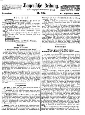 Bayerische Zeitung (Süddeutsche Presse) Donnerstag 11. September 1862