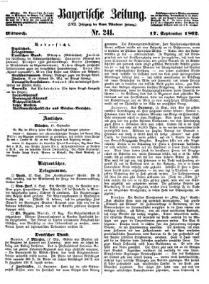 Bayerische Zeitung (Süddeutsche Presse) Mittwoch 17. September 1862