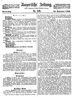 Bayerische Zeitung (Süddeutsche Presse) Donnerstag 25. September 1862