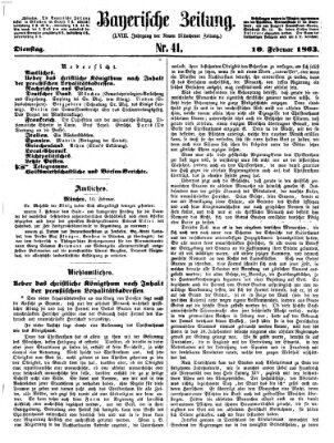 Bayerische Zeitung (Süddeutsche Presse) Dienstag 10. Februar 1863