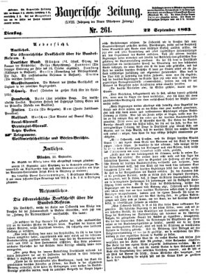 Bayerische Zeitung (Süddeutsche Presse) Dienstag 22. September 1863