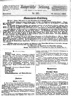 Bayerische Zeitung (Süddeutsche Presse) Samstag 12. Dezember 1863