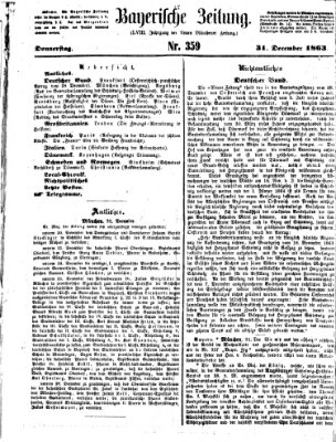 Bayerische Zeitung (Süddeutsche Presse) Donnerstag 31. Dezember 1863