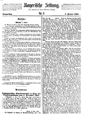 Bayerische Zeitung (Süddeutsche Presse) Donnerstag 5. Januar 1865