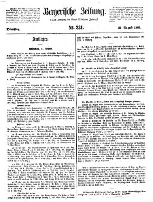 Bayerische Zeitung (Süddeutsche Presse) Dienstag 21. August 1866
