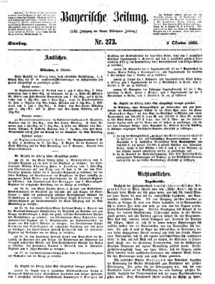 Bayerische Zeitung (Süddeutsche Presse) Dienstag 2. Oktober 1866