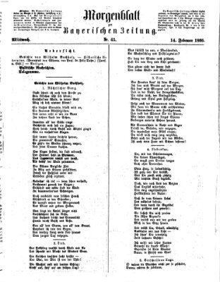 Bayerische Zeitung (Süddeutsche Presse) Mittwoch 14. Februar 1866
