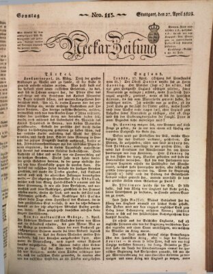Neckar-Zeitung Sonntag 27. April 1823