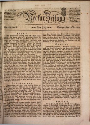 Neckar-Zeitung Samstag 2. Oktober 1824