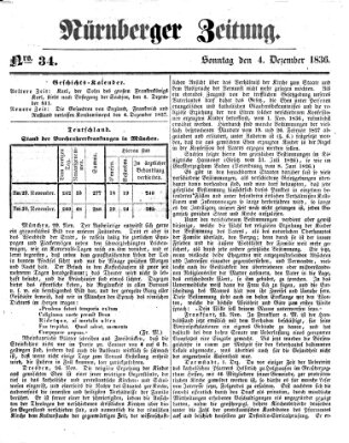 Nürnberger Zeitung Sonntag 4. Dezember 1836