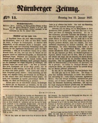 Nürnberger Zeitung Sonntag 15. Januar 1837