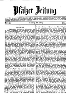 Pfälzer Zeitung Samstag 22. März 1851