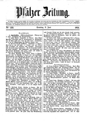 Pfälzer Zeitung Samstag 7. Juni 1851
