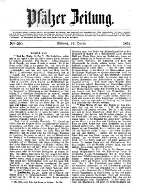 Pfälzer Zeitung Mittwoch 22. Oktober 1851