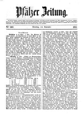 Pfälzer Zeitung Dienstag 11. November 1851