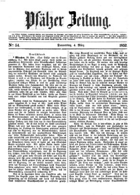 Pfälzer Zeitung Donnerstag 4. März 1852